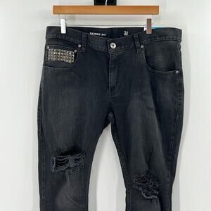 INC International Concepts Men's Skinny Fit Jeans - Black Wash Blow Out - NWT